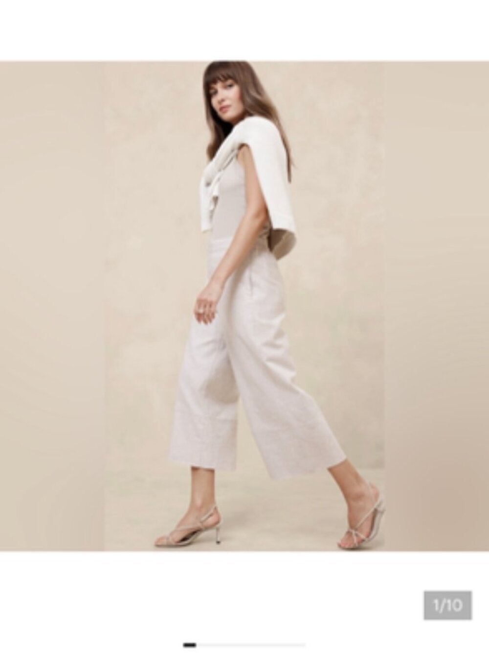 NWOT Banana Republic Women’s Wide-Leg Cropped Pants Beige Linen Viscose XS